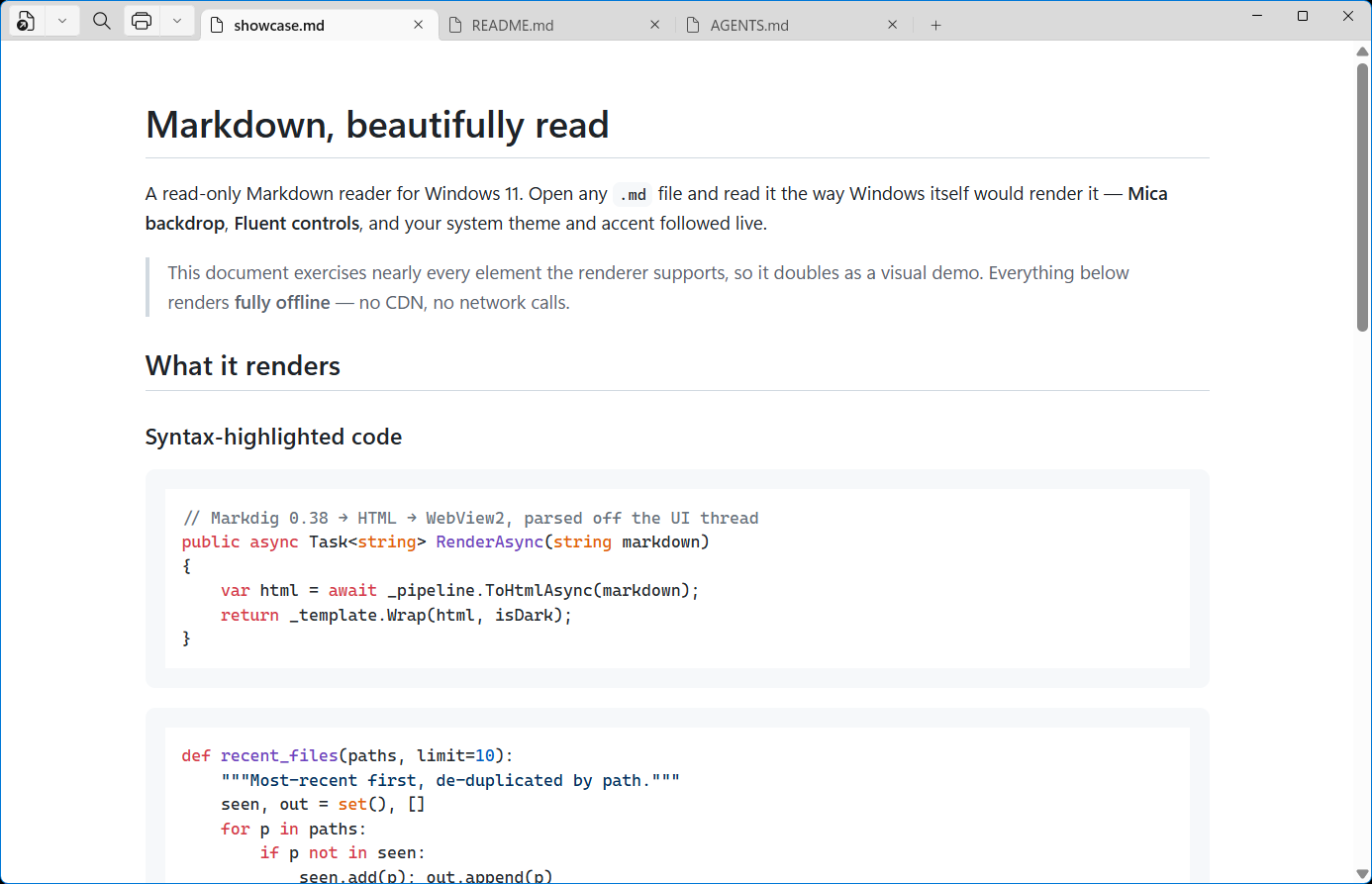 Several Markdown documents open in Njamr tabs